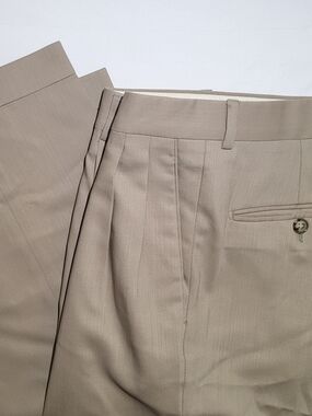 Principe Made in Italy 100% Wool Men’s Dress Pants in Taupe Pleated Front